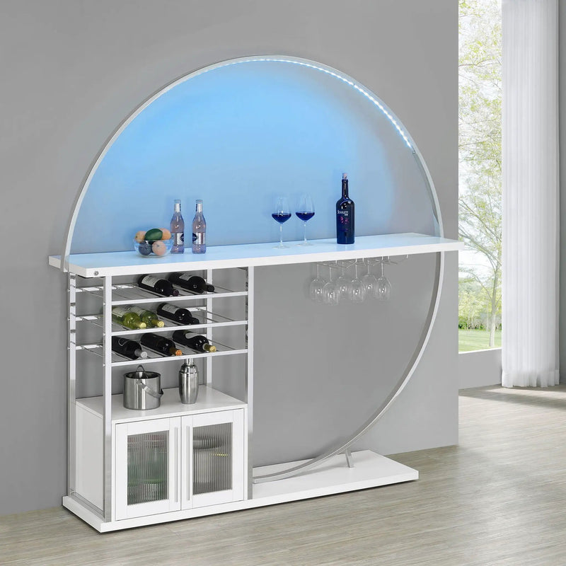 Casey - 2 Door Home Bar Storage Bar With Customizable Lighting - White by HouseOfZazla