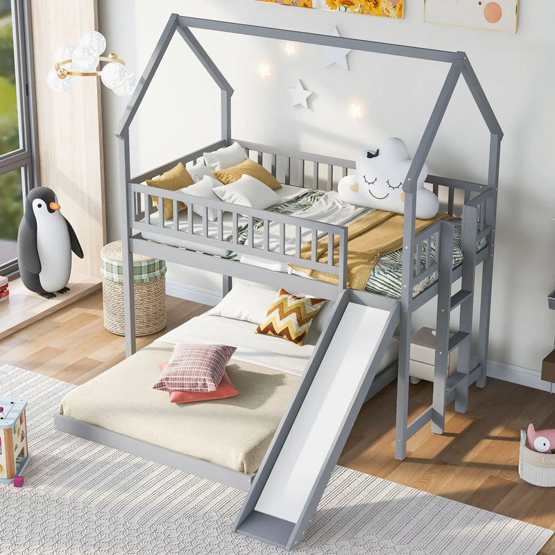 House Bunk Bed With Slide And Built In Ladder by Unique Piece Furniture