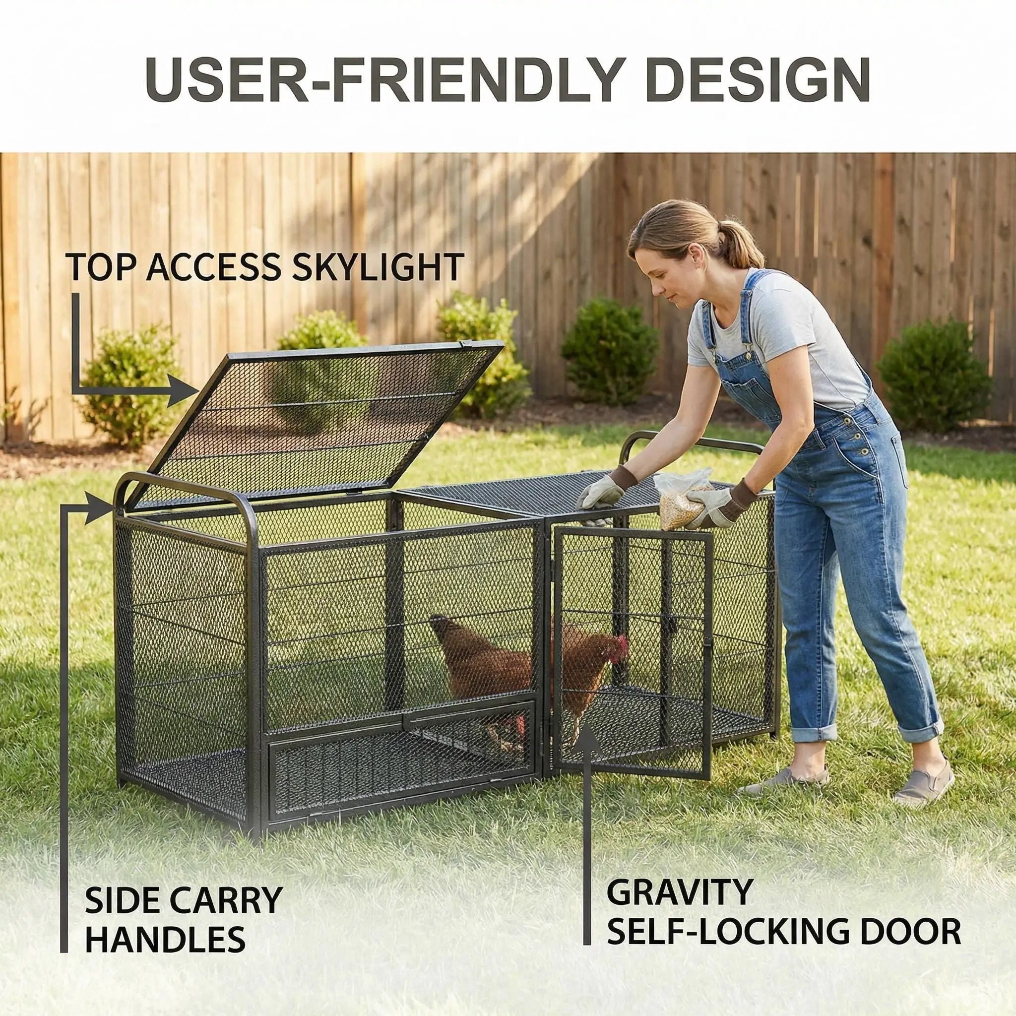 Chicken Cage, Poultry Breeding Coop - Black / Silver by HouseOfZazla