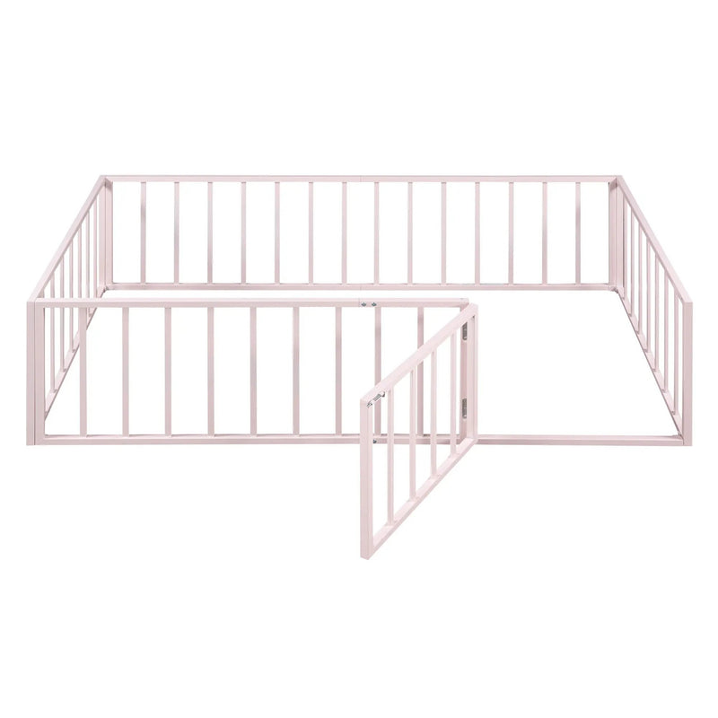 Metal Floor Bed Frame With Fence And Door by Unique Piece Furniture