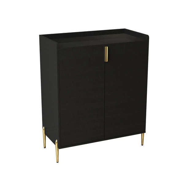 Wine Bar Cabinet With Adjustable Shelf, 2 Door Sideboard With Soft-Closing Hinges And Feet