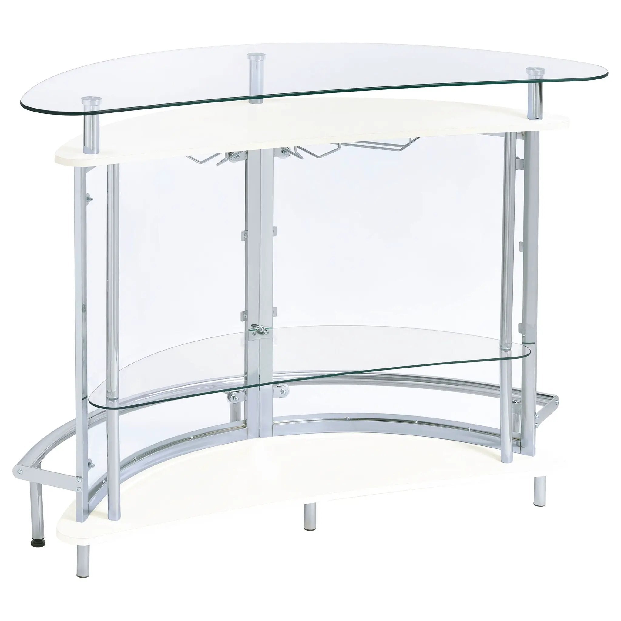 Strick - Freestanding Glass Top Home Bar Wine Cabinet - White by HouseOfZazla