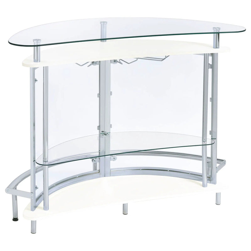 Strick - Freestanding Glass Top Home Bar Wine Cabinet - White by HouseOfZazla