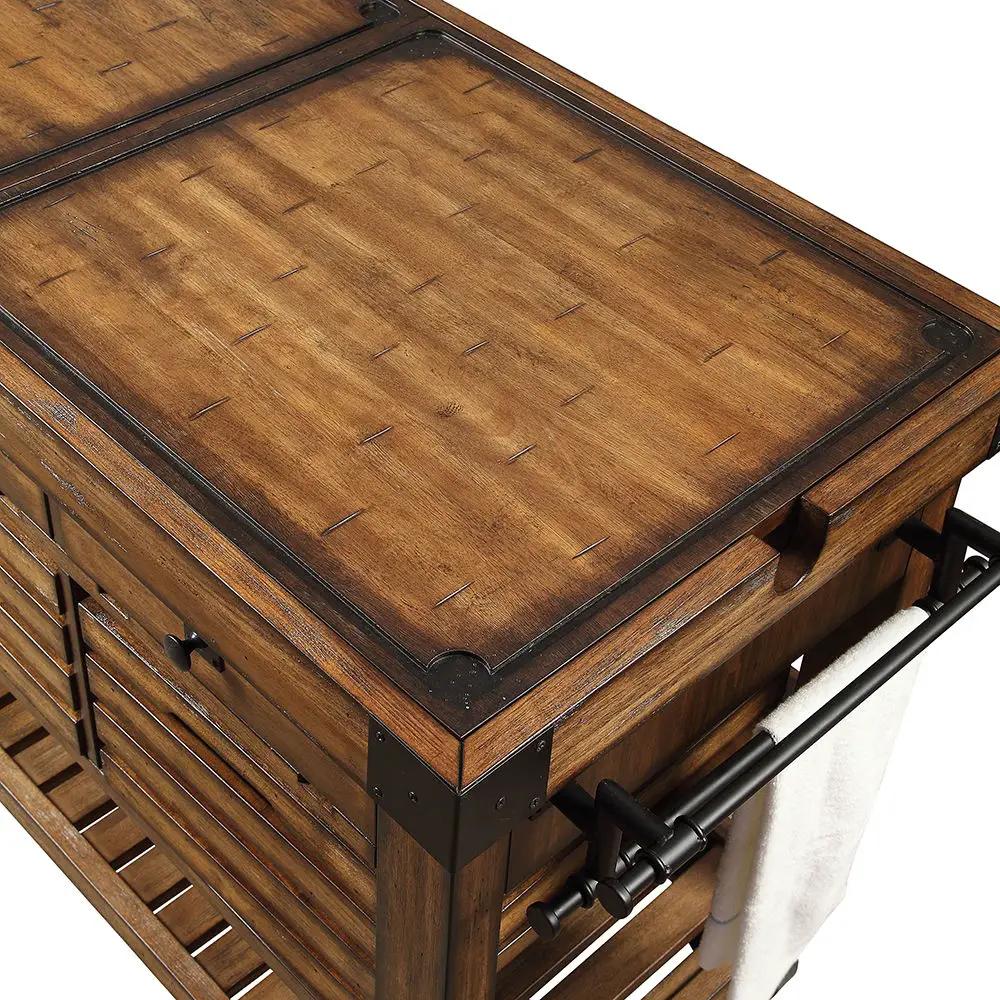 Kaif - Kitchen Cart - Distressed Chestnut by Unique Piece Furniture