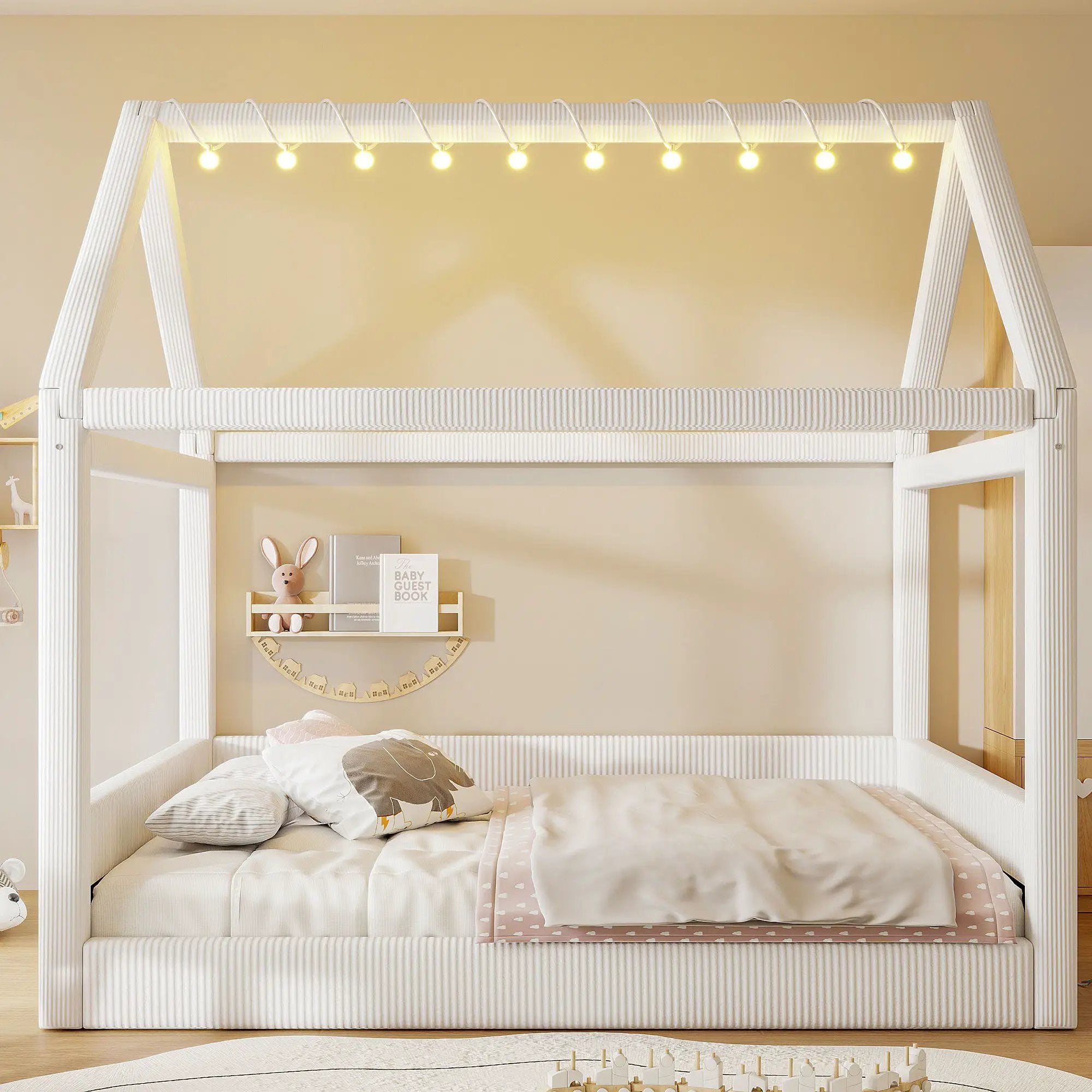 Upholstered House Style Daybed With LED Light Strips by HouseOfZazla