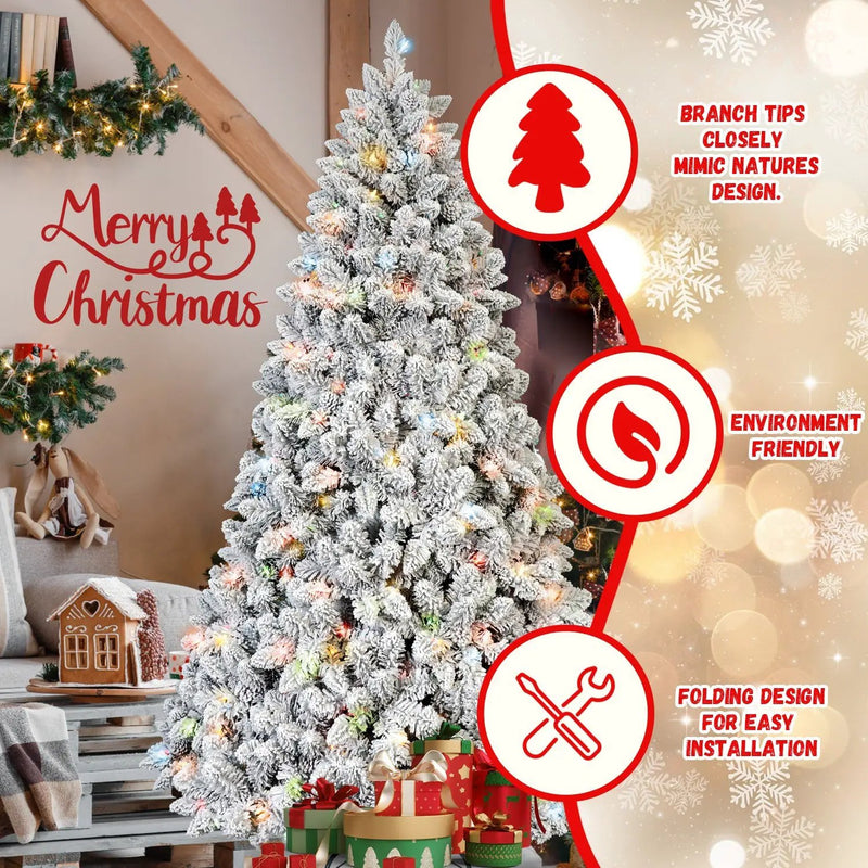 7FT Flocked Christmas Tree with 500 Colorful UL Lights by HouseOfZazla
