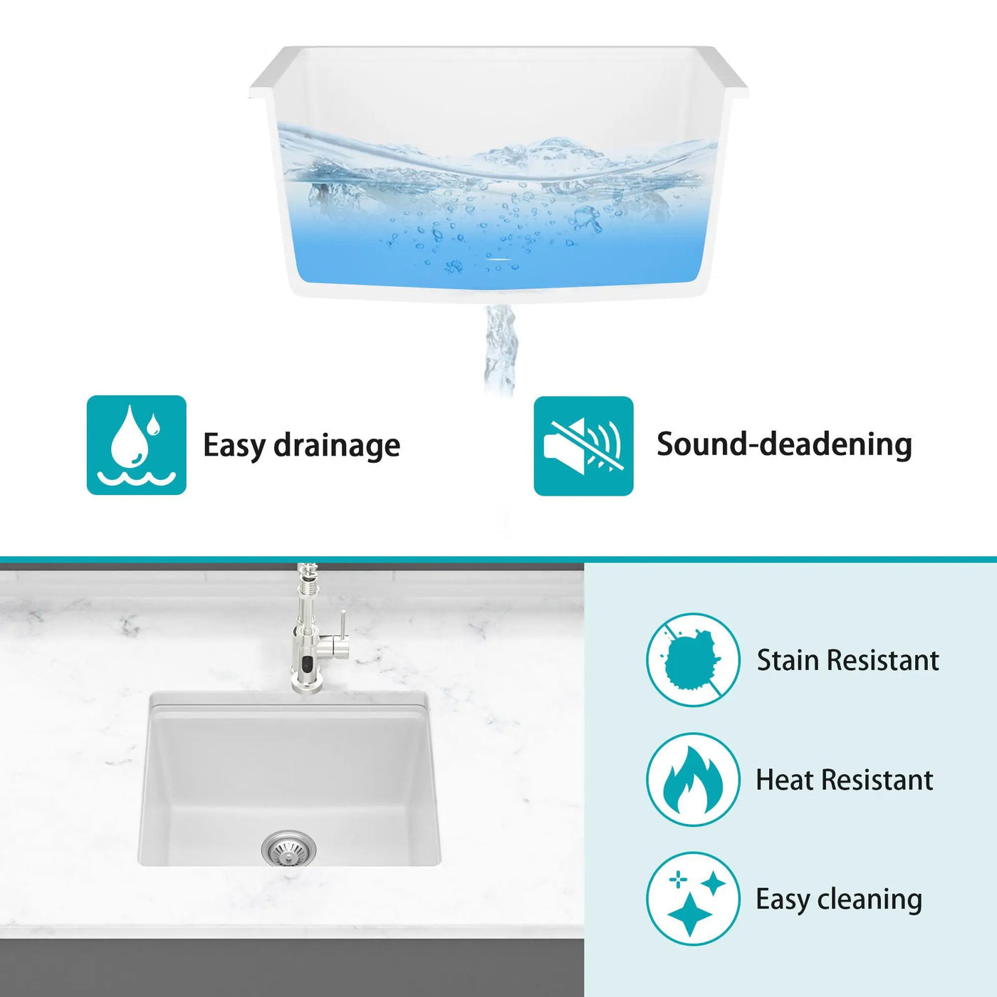 Quartz Composite Kitchen Sink With Workstation, Undermount by HouseOfZazla