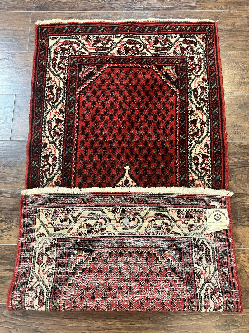 Persian Tribal Rug 2.6 x 5, Boteh Paisley Pattern, Red and Beige, Wool Hamadan Rug by Jewel Rugs