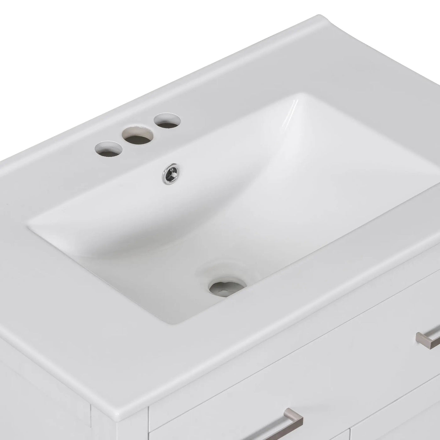 Bathroom Vanity With Ceramic Sink, Modern Single Bathroom Cabinet With 2 Doors And A Shelf, Soft Close Doors by HouseOfZazla