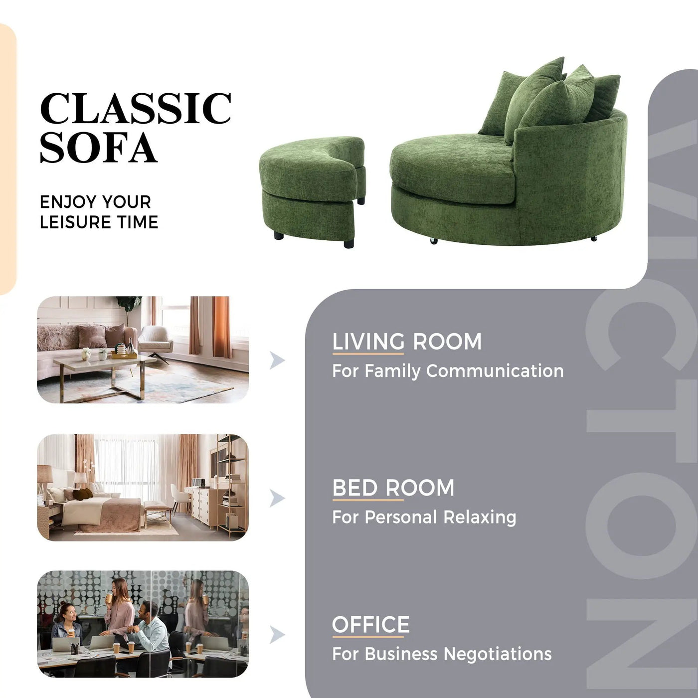 360° Swivel Accent Barrel Chair With Storage Ottoman & 4 Pillows, Modern Leisure Chair Round Accent For Living Room by Unique Piece Furniture