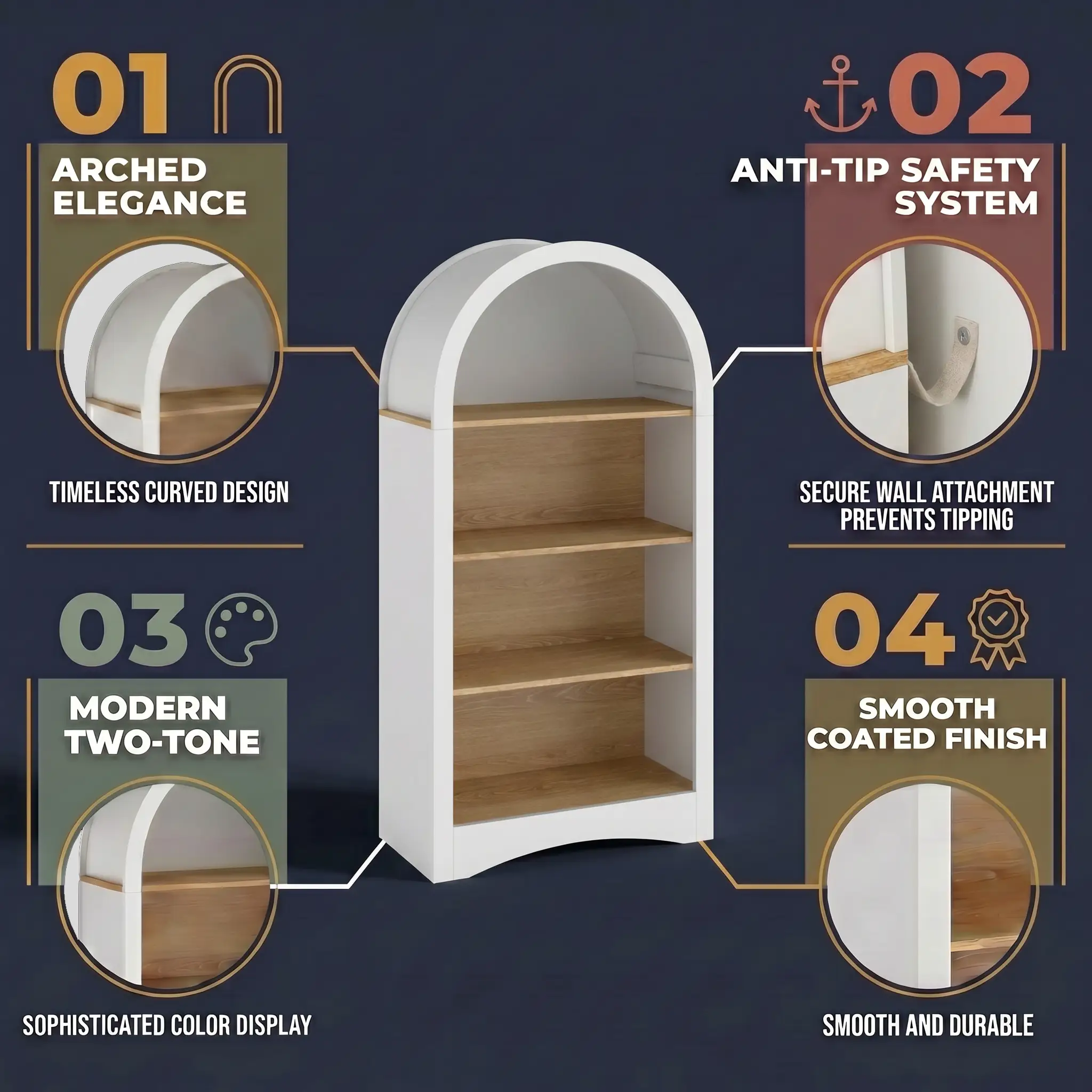 47" Freestanding Display Rack with Woodgrain Shelves by HouseOfZazla