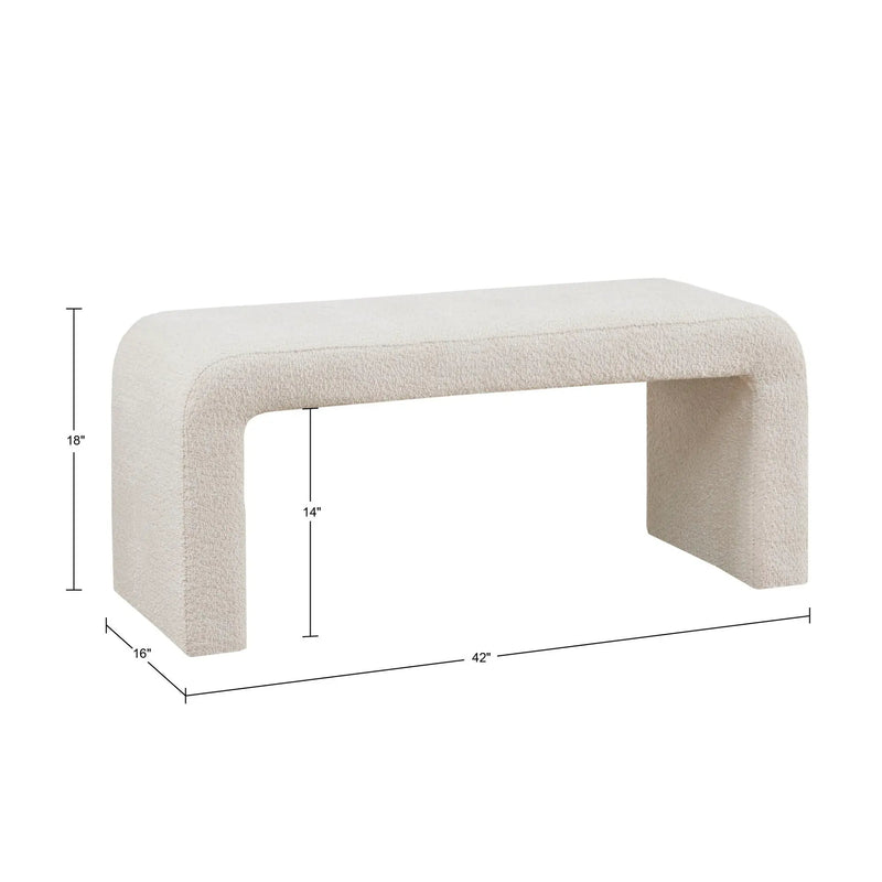 Modern Contemporary Boucle Waterfall Bench by Unique Piece Furniture