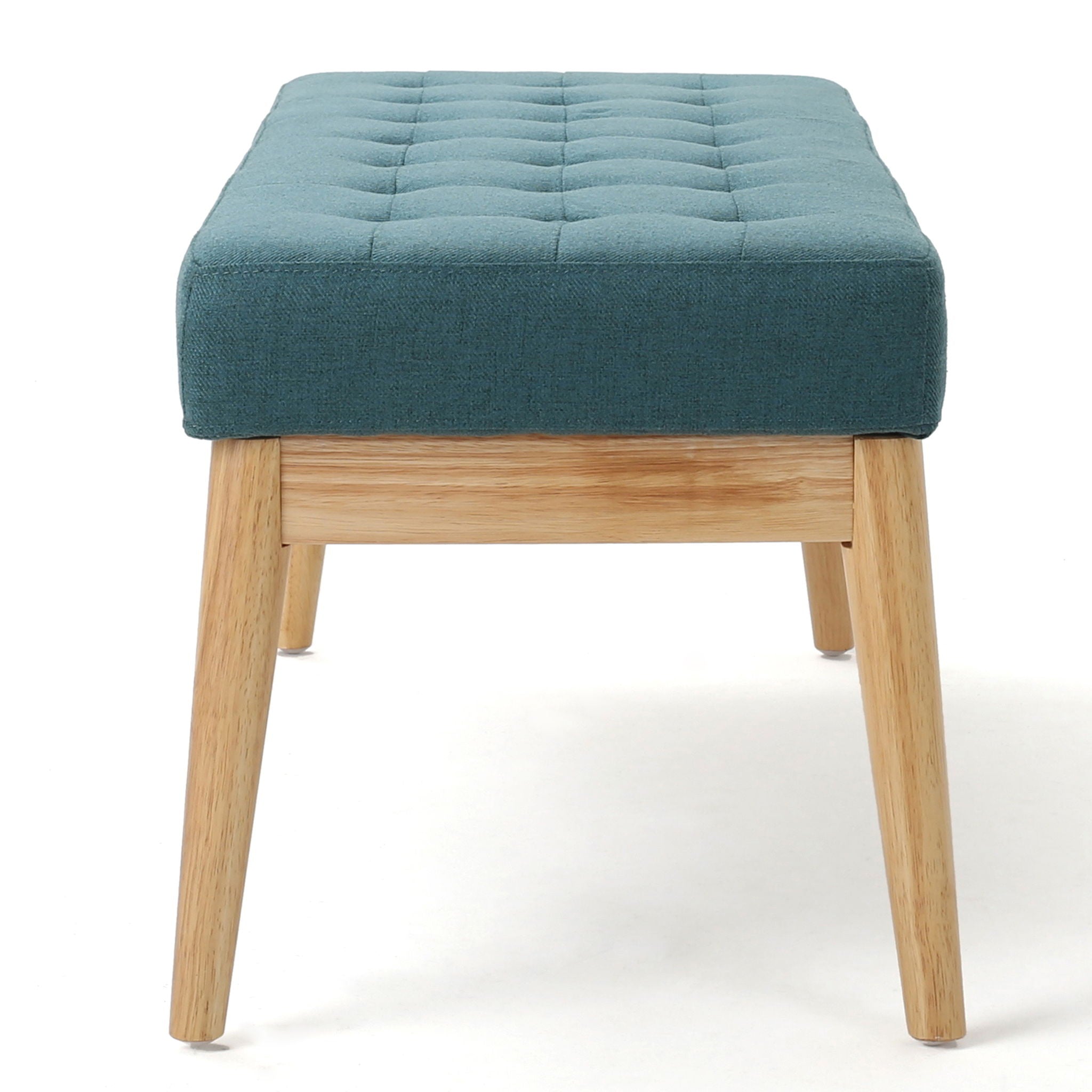 Vibratory Button Tufted Upholstered Ottoman with Splayed Wooden Legs by HouseOfZazla