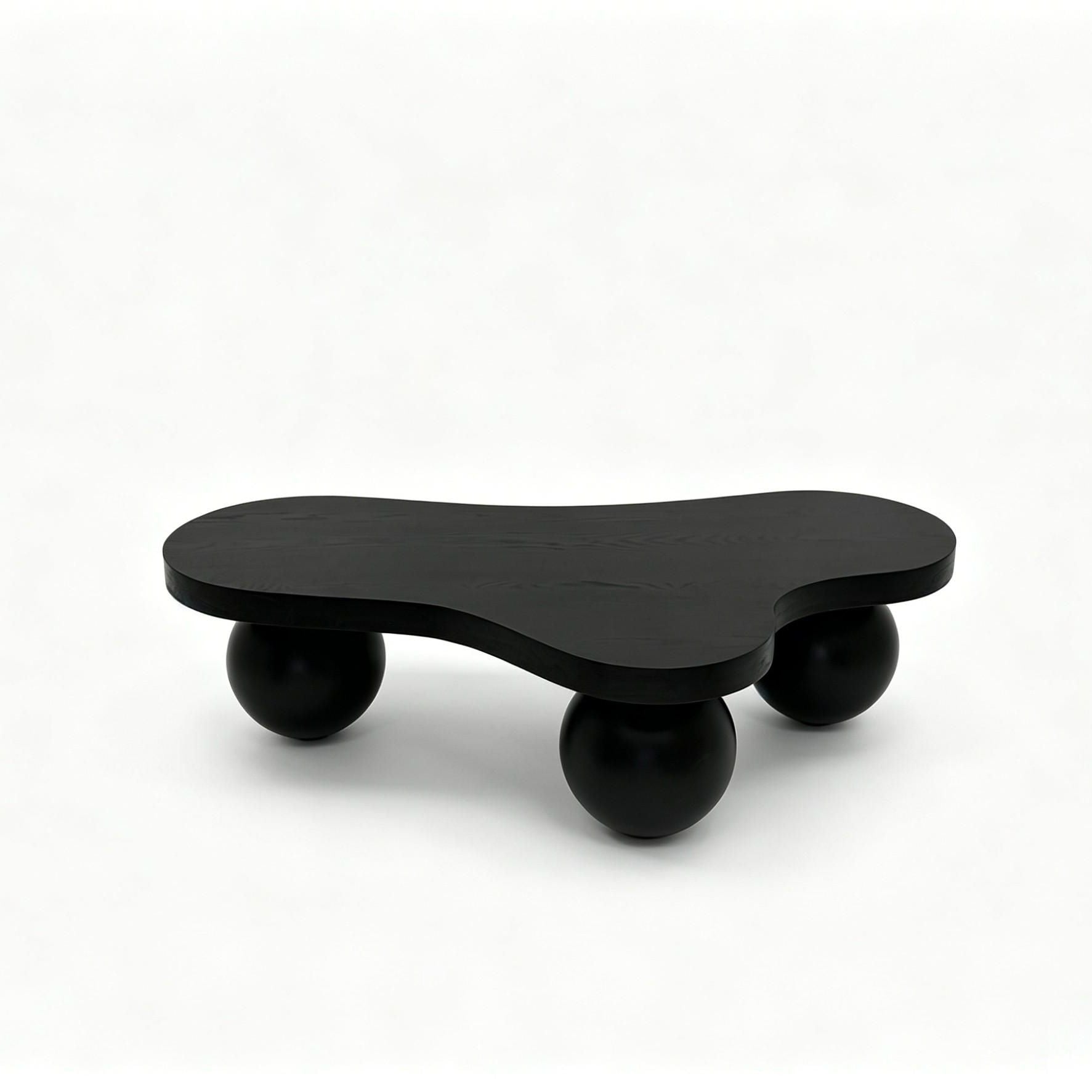 Cloud Shaped Coffee Table & 3 Ball Legs For Living Room - Black by HouseOfZazla