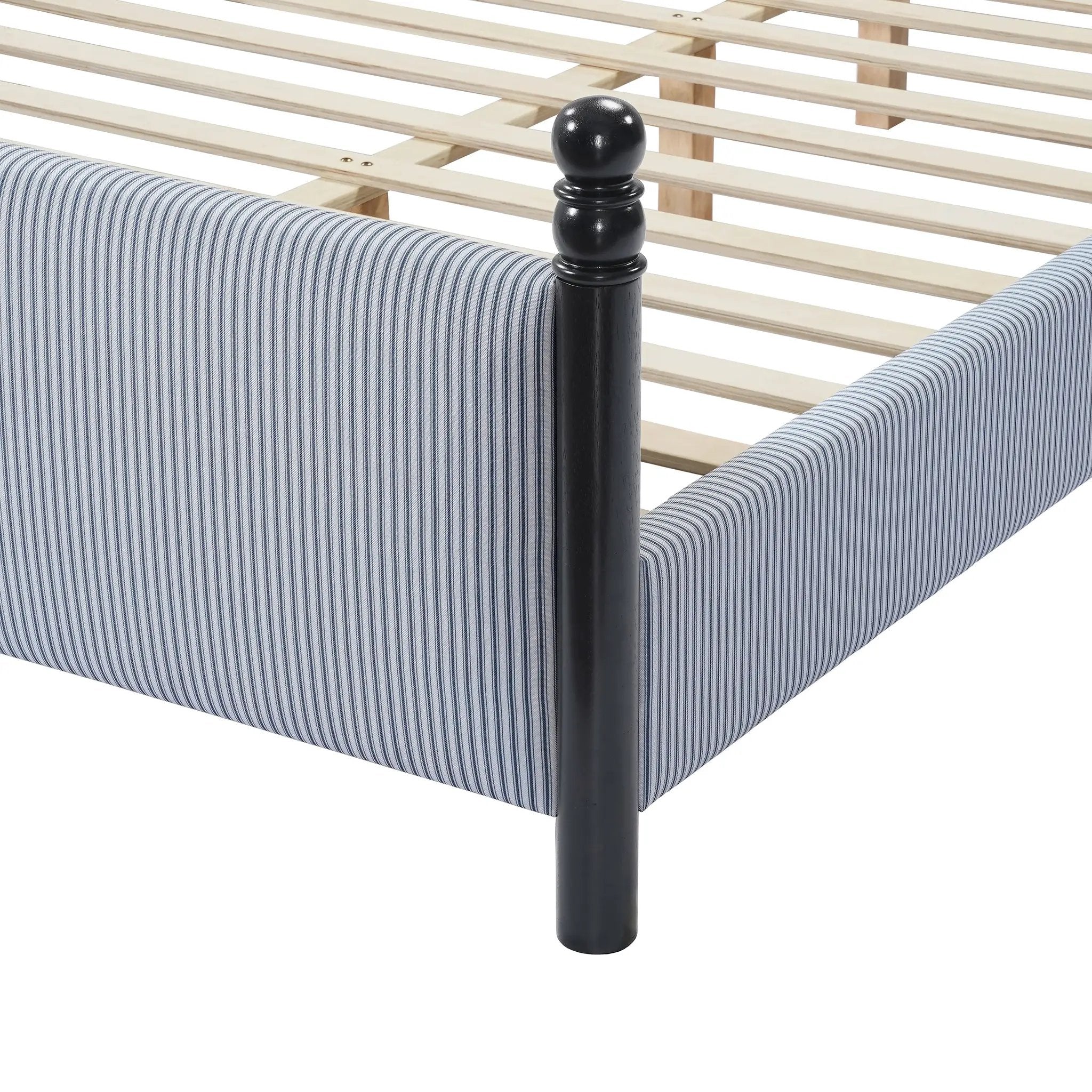 48-inch Striped Rubberwood Upholstered Bed, King by HouseOfZazla