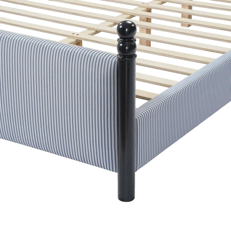 48-inch Striped Rubberwood Upholstered Bed, King by HouseOfZazla