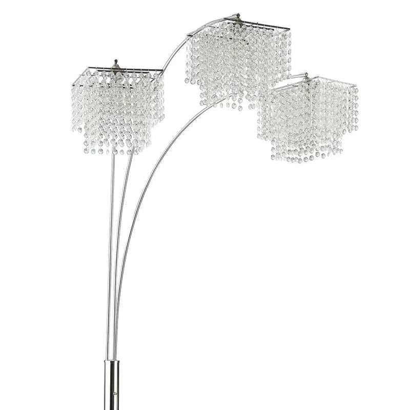 Bali - Shores Hanging Crystal Arc Floor Lamp Floor Lamp - Chrome by HouseOfZazla