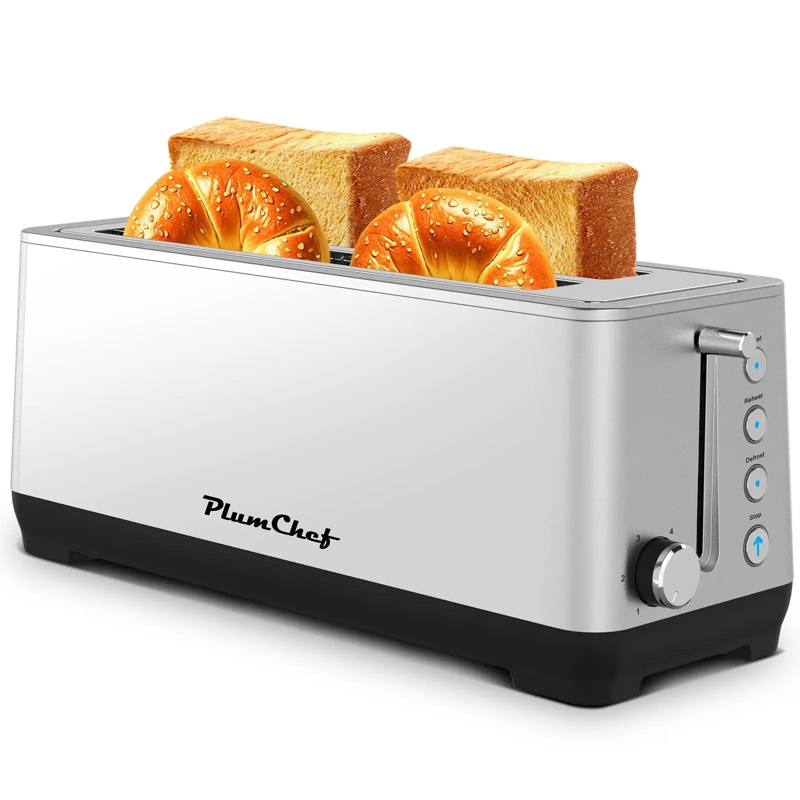 4-Slice Extra Wide Long Slot Toaster (Silver, 1500W) by HouseOfZazla