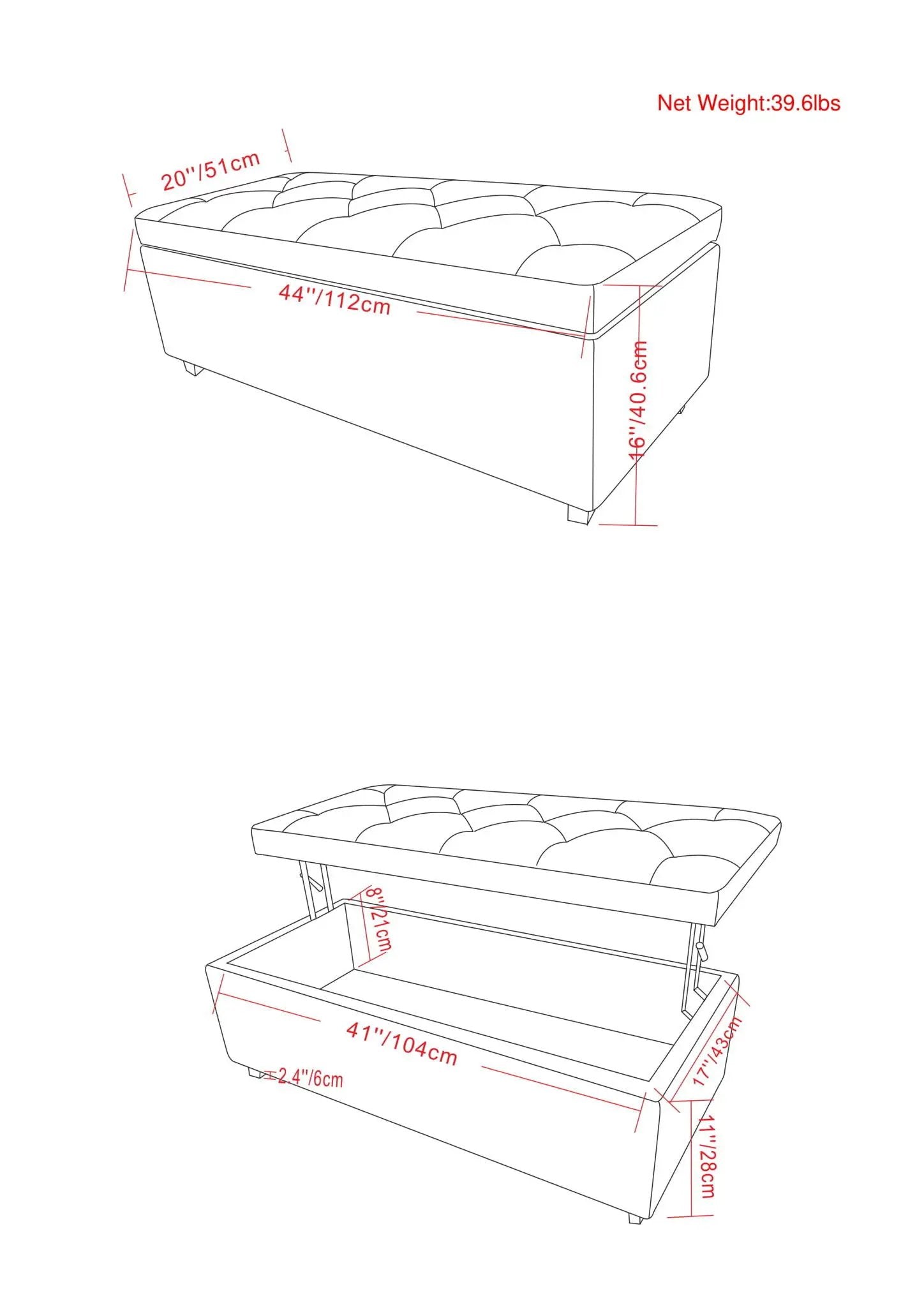 Hamilton - Upholstered Lift Top Rectangular Storage Ottoman by HouseOfZazla