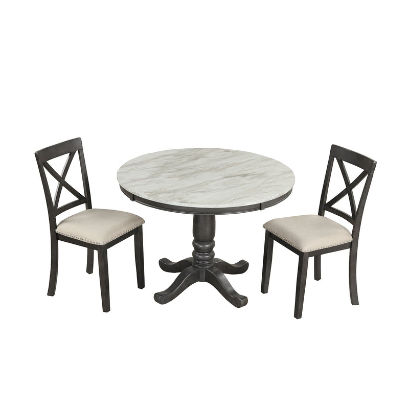 5 Pieces Dining Table And Chairs Set For 4 Persons, Kitchen Room Solid Wood Table With 4 Chairs by HouseOfZazla