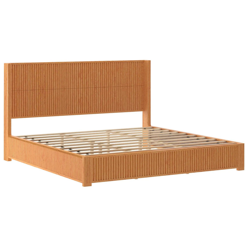 Solid Wood Platform Bed Frame with Headboard, King Size by HouseOfZazla