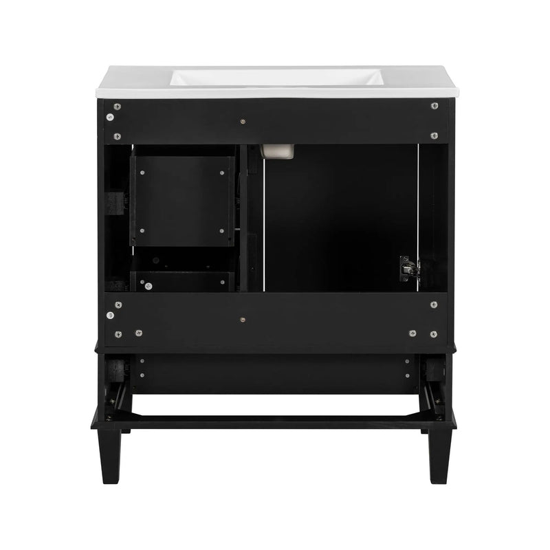 Bathroom Vanity & Tall Storage Cabinet Set With Doors, Adjustable Shelves, Soft Close Hinges, Sink