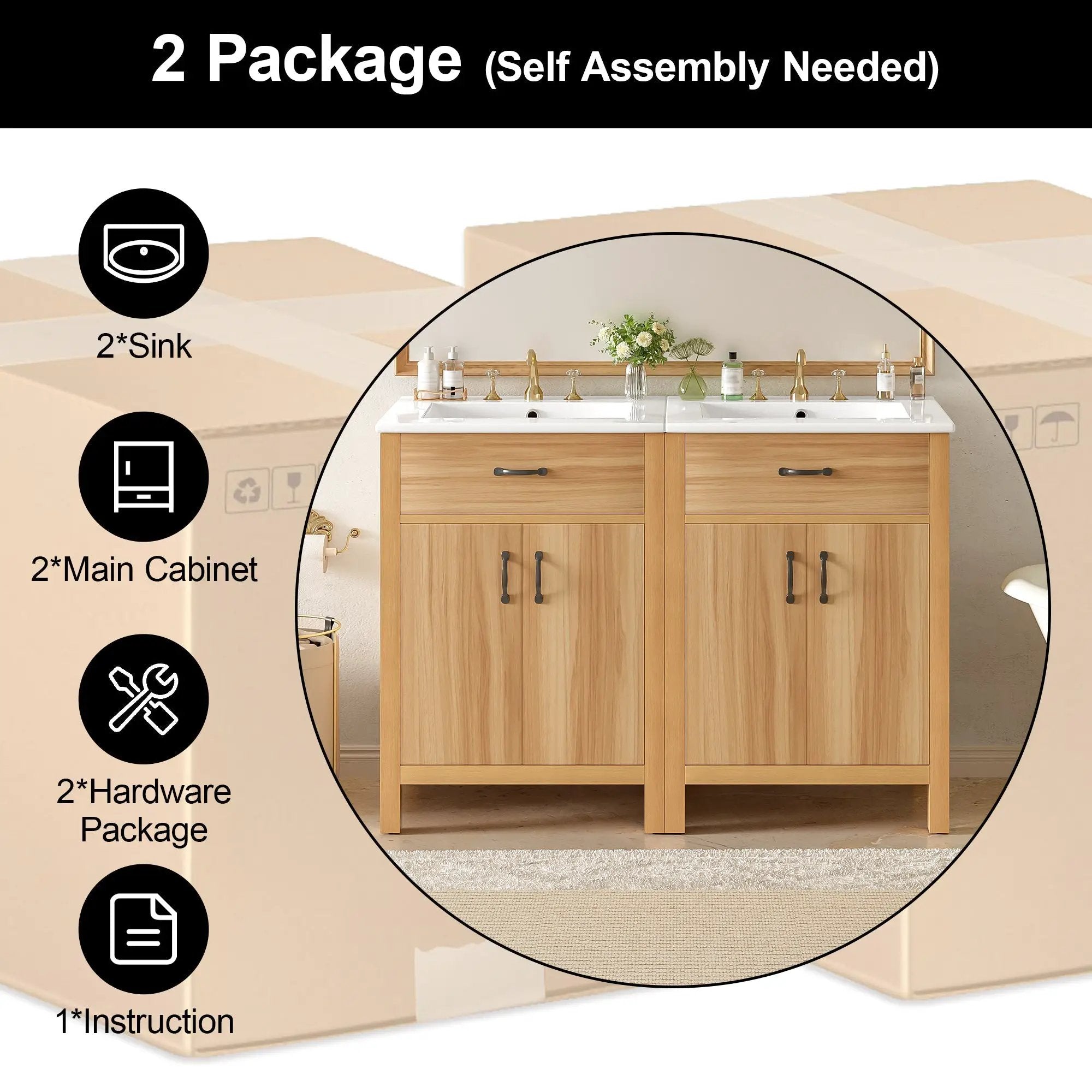48" Bathroom Vanity with Solid Wood Frame by HouseOfZazla