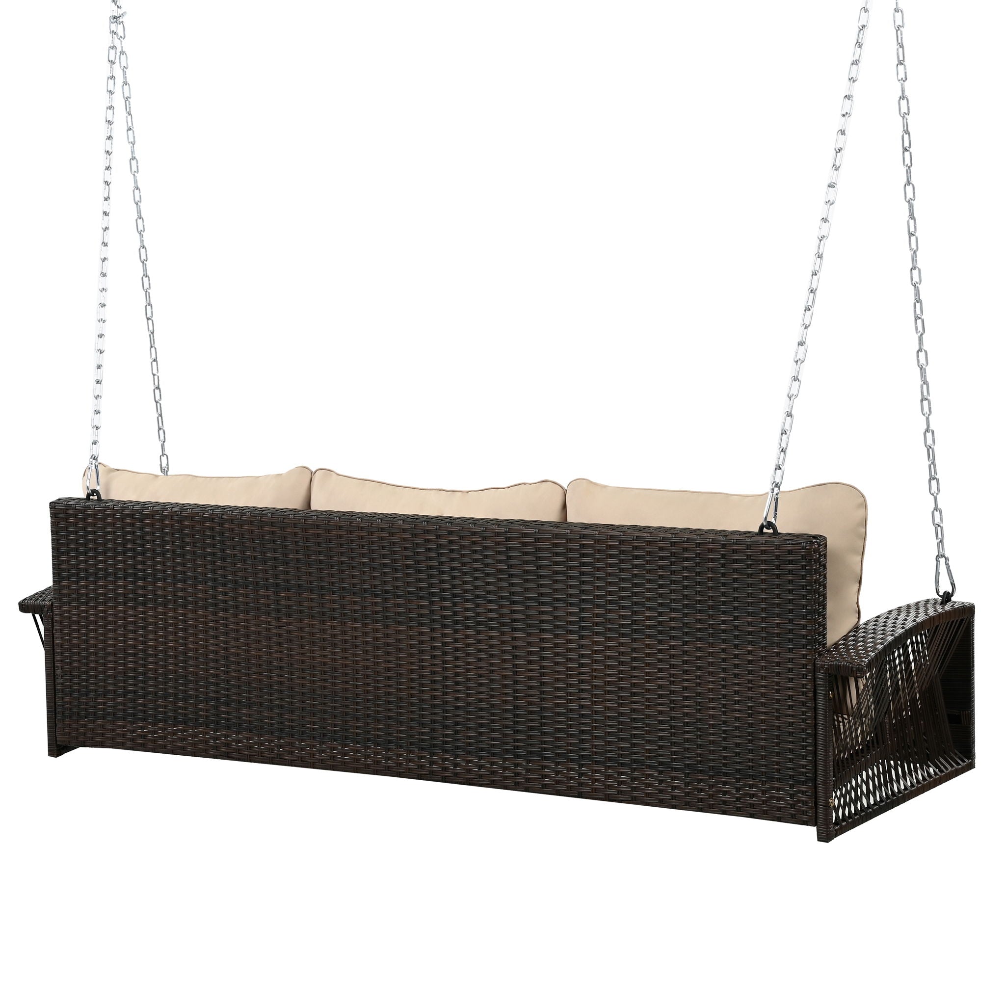 3 Person Large Patio Swing Bench With Cushions For Backyard by HouseOfZazla