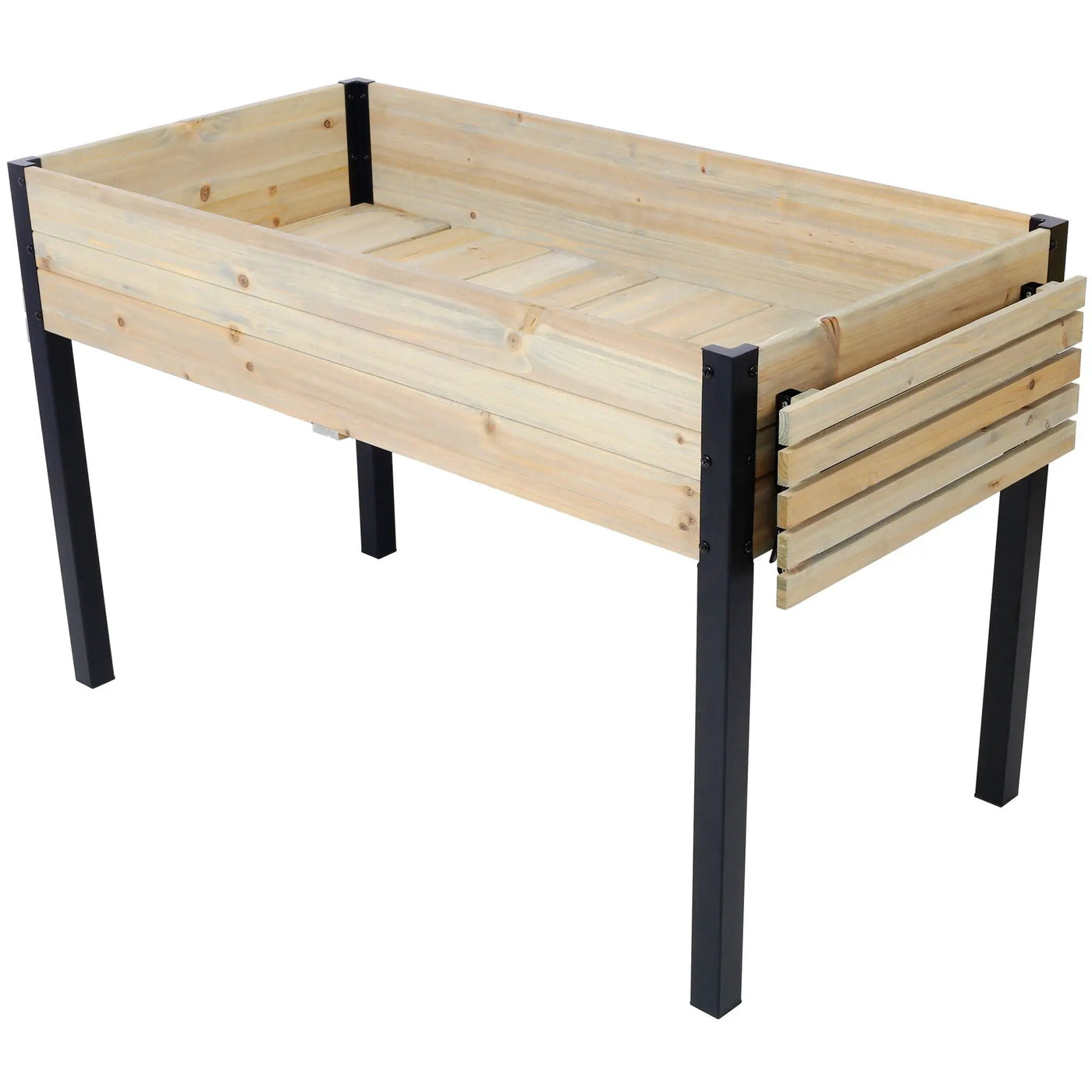 Raised Garden Bed With Metal Legs And Folding Storage Shelf by Unique Piece Furniture
