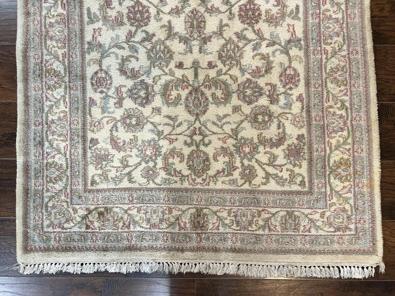Indo Persian Rug 4x6, Vintage Handmade Wool Carpet, Floral Allover Pattern, Beige, Pair B by Jewel Rugs