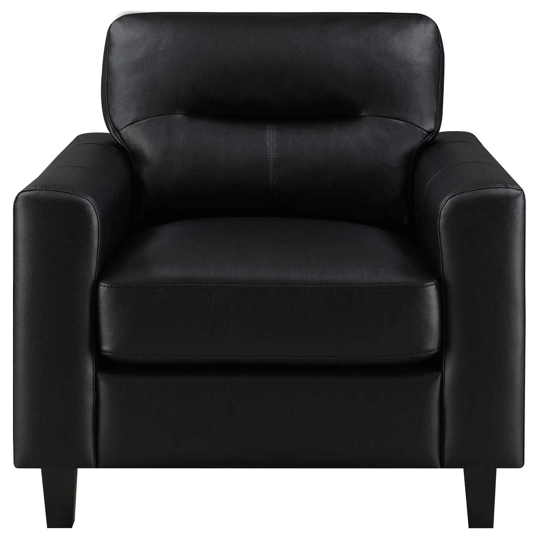 Scotland Faux Leather Upholstered Track Arm Chair Black by Unique Piece Furniture