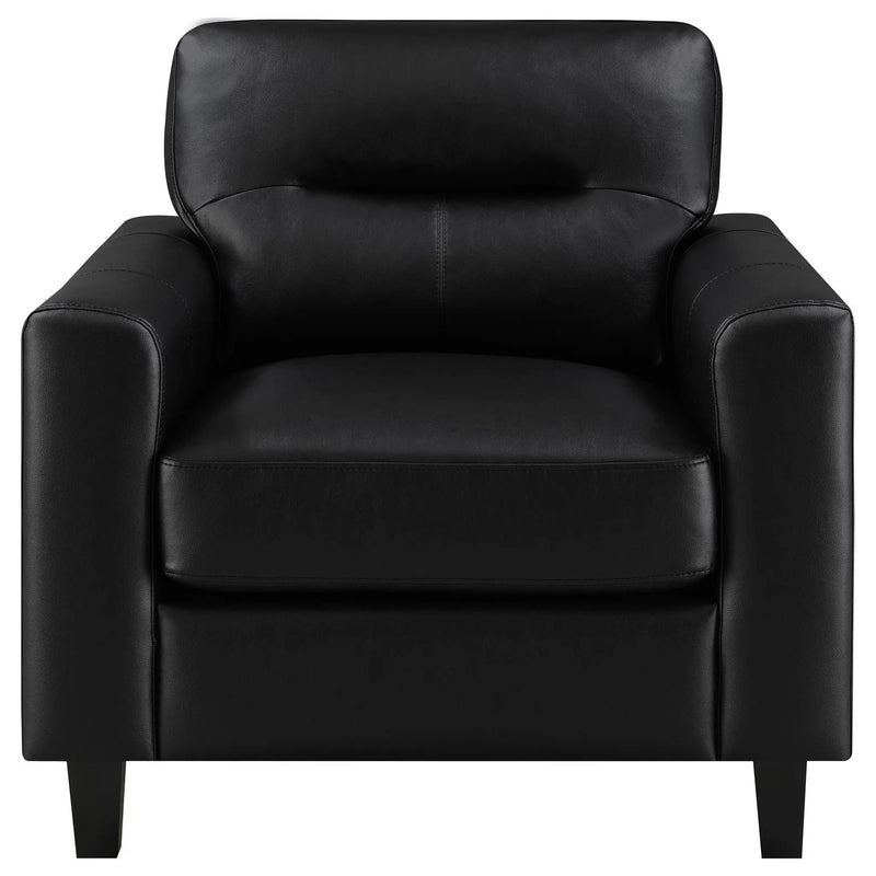 Scotland Faux Leather Upholstered Track Arm Chair Black by Unique Piece Furniture