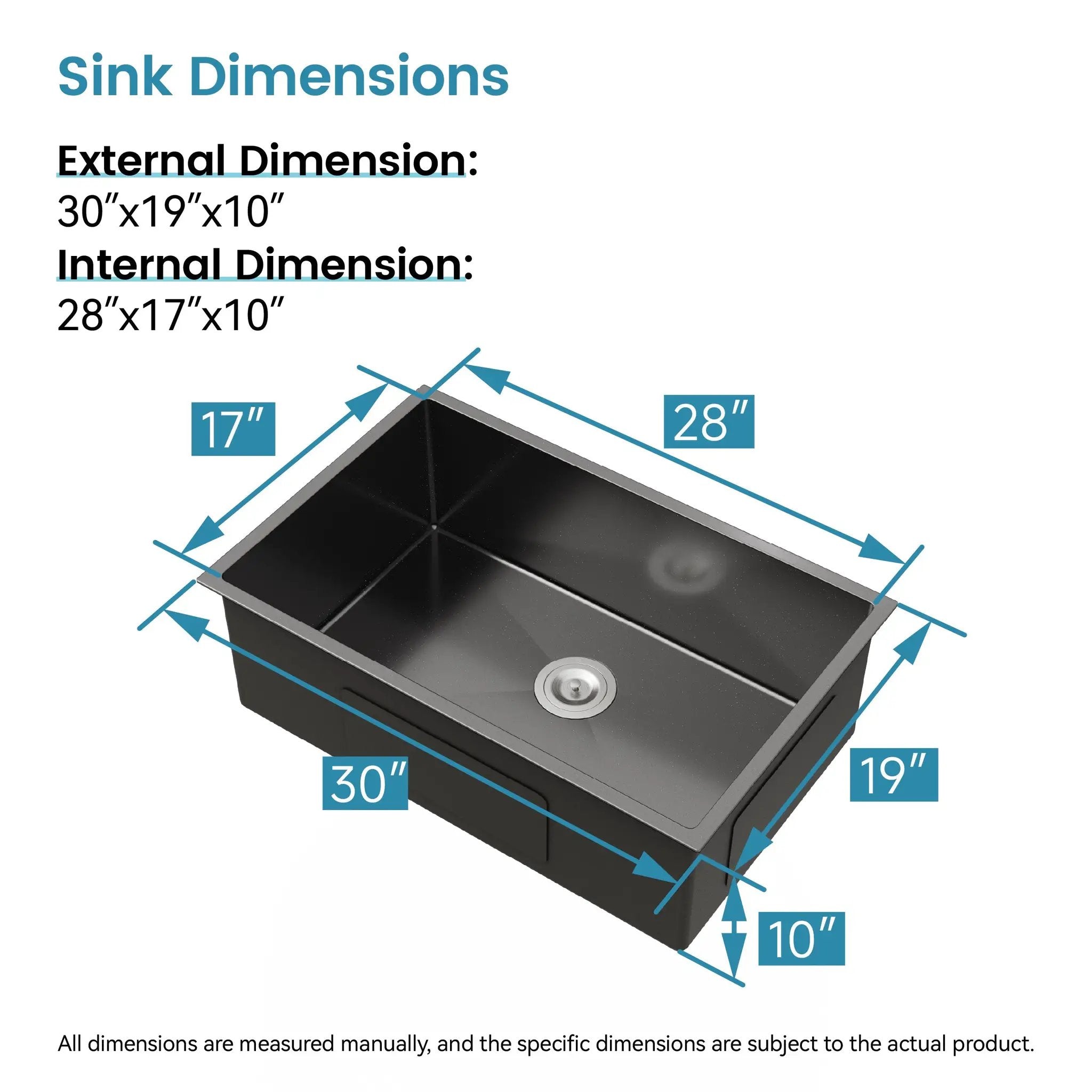 Stainless Steel Kitchen Sink 30"x19" Single Bowl Undermount by HouseOfZazla
