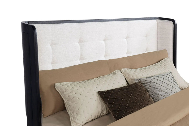 Leandro 55-inch Eastern King Wingback Bed Burnished Black by Unique Piece Furniture