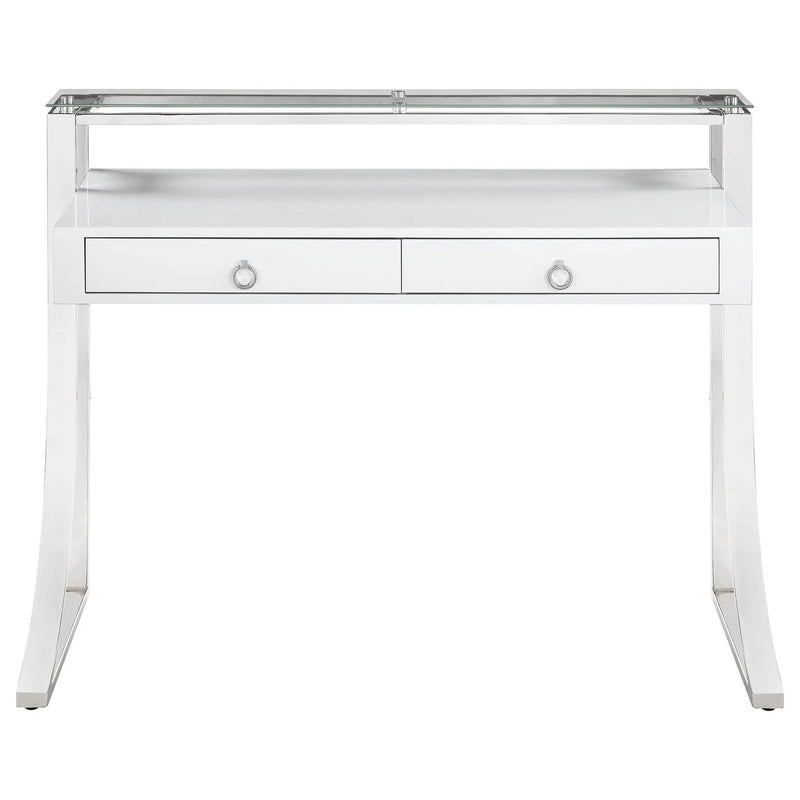 Gemma 48-inch 2-drawer Writing Desk White High Gloss by Unique Piece Furniture