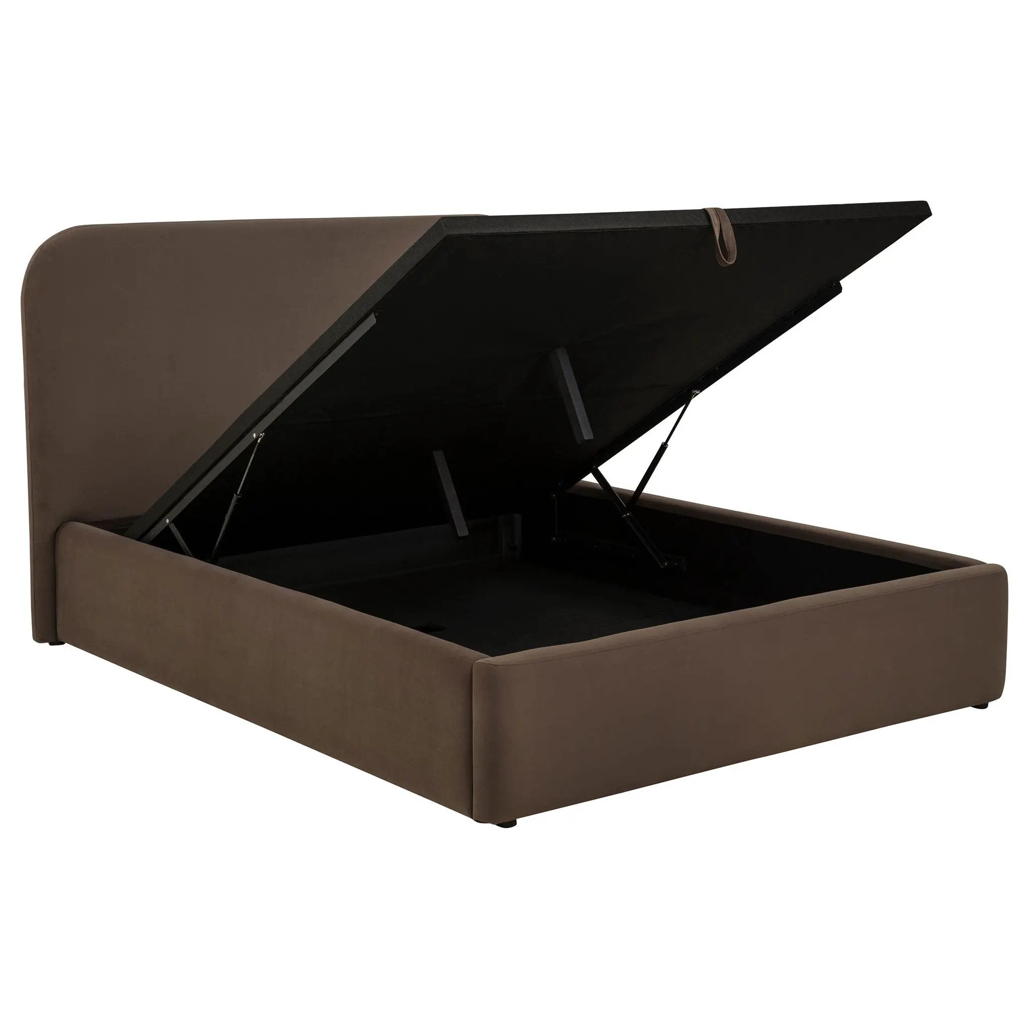 Anders Upholstered Queen Storage Lift Platform Bed Chocolate by Unique Piece Furniture