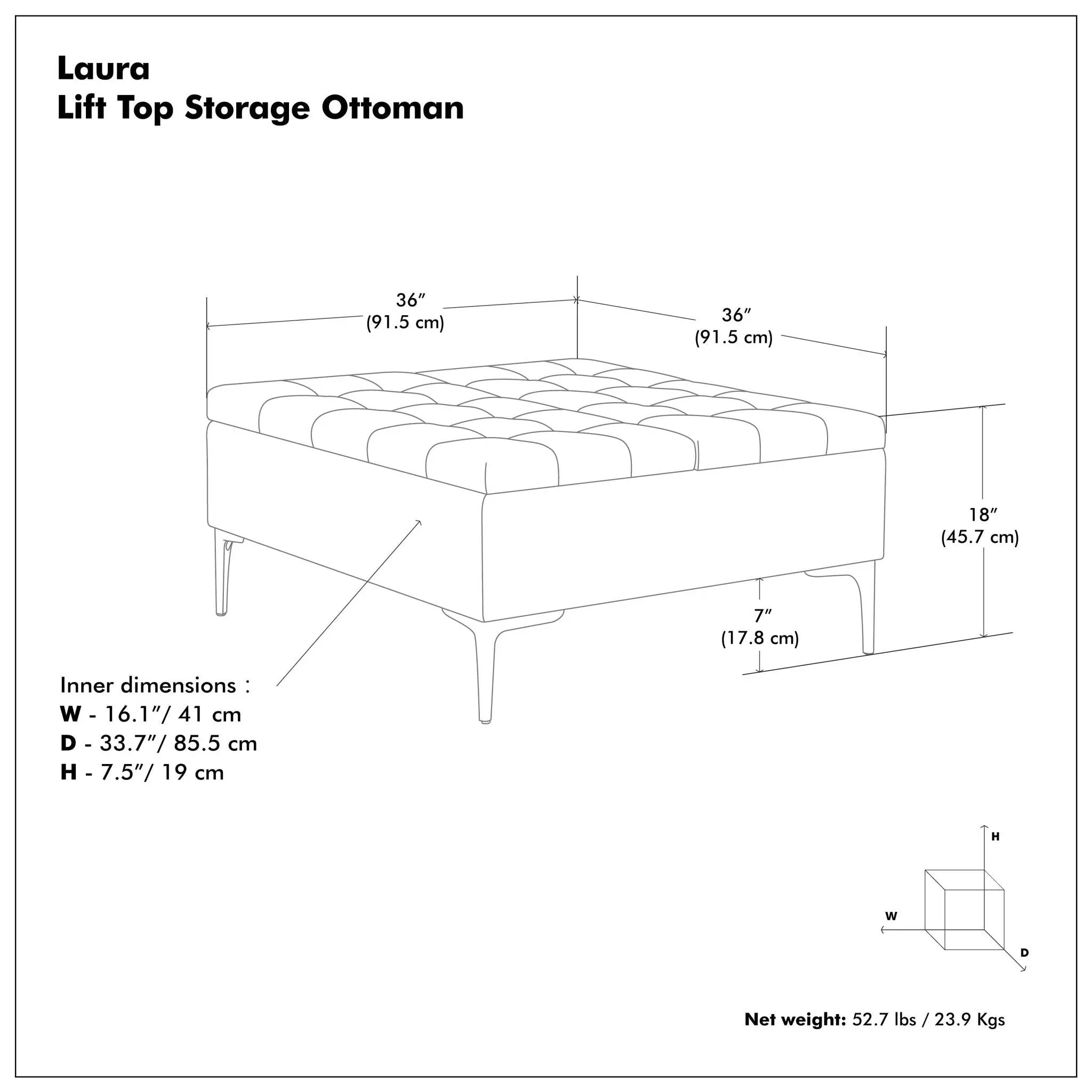 Laura - Lift Top Storage Ottoman by Unique Piece Furniture