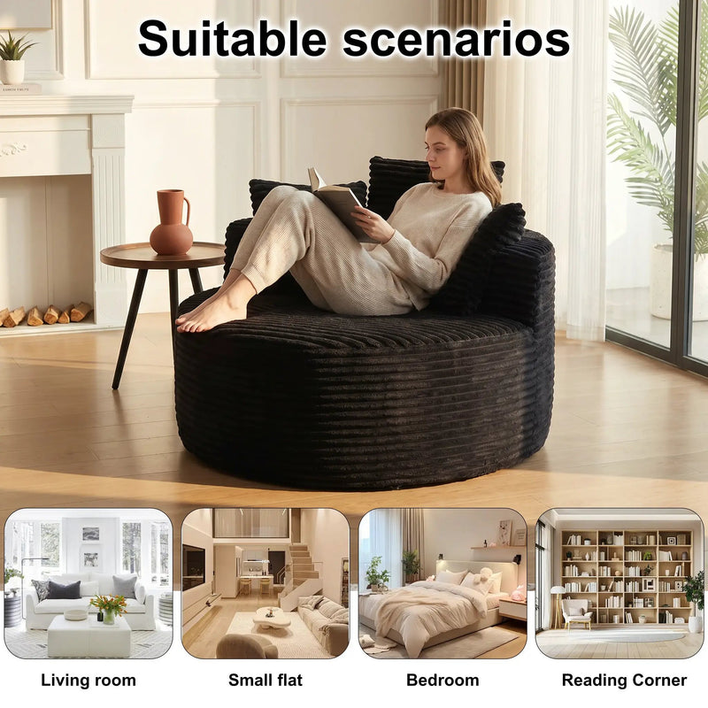 43-Inch Round Corduroy Single Sofa by HouseOfZazla