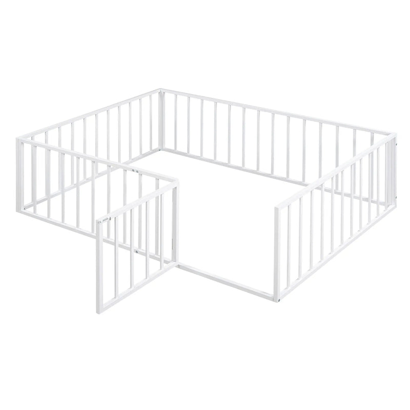 Metal Floor Bed Frame With Fence And Door by Unique Piece Furniture