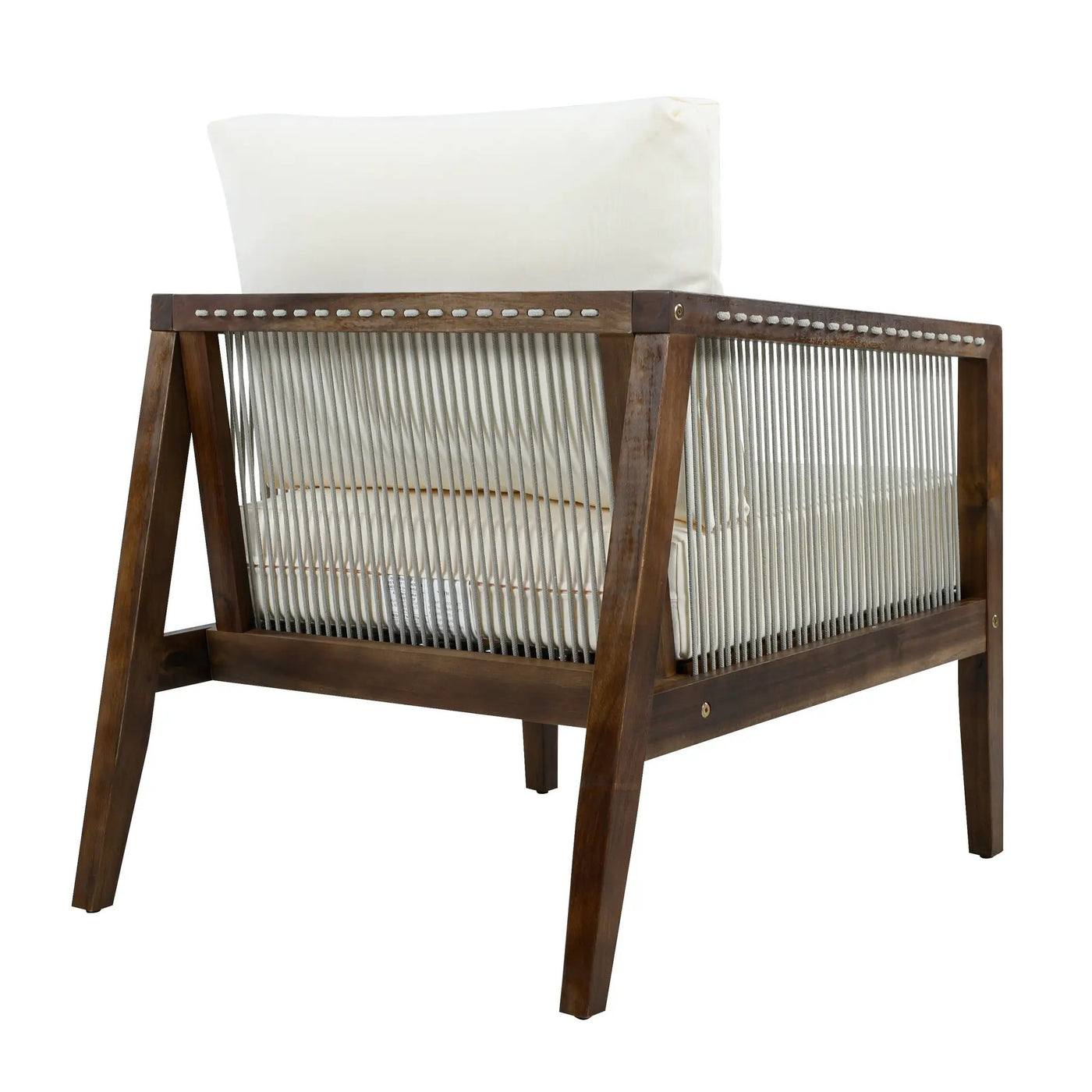 Outdoor Club Chairs (Set of 2), Acacia Wood Frame with Rope Back, Water-Repellent by HouseOfZazla