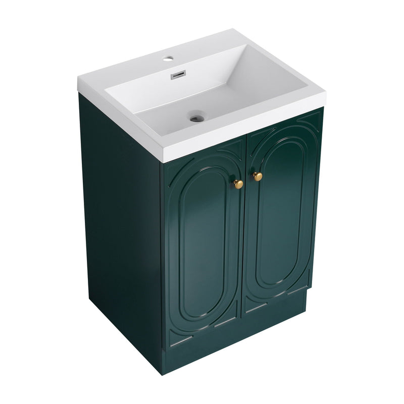 Contemporary Freestanding Bathroom Vanity With Resin Sink & Soft-Close Cabinet Doors by HouseOfZazla
