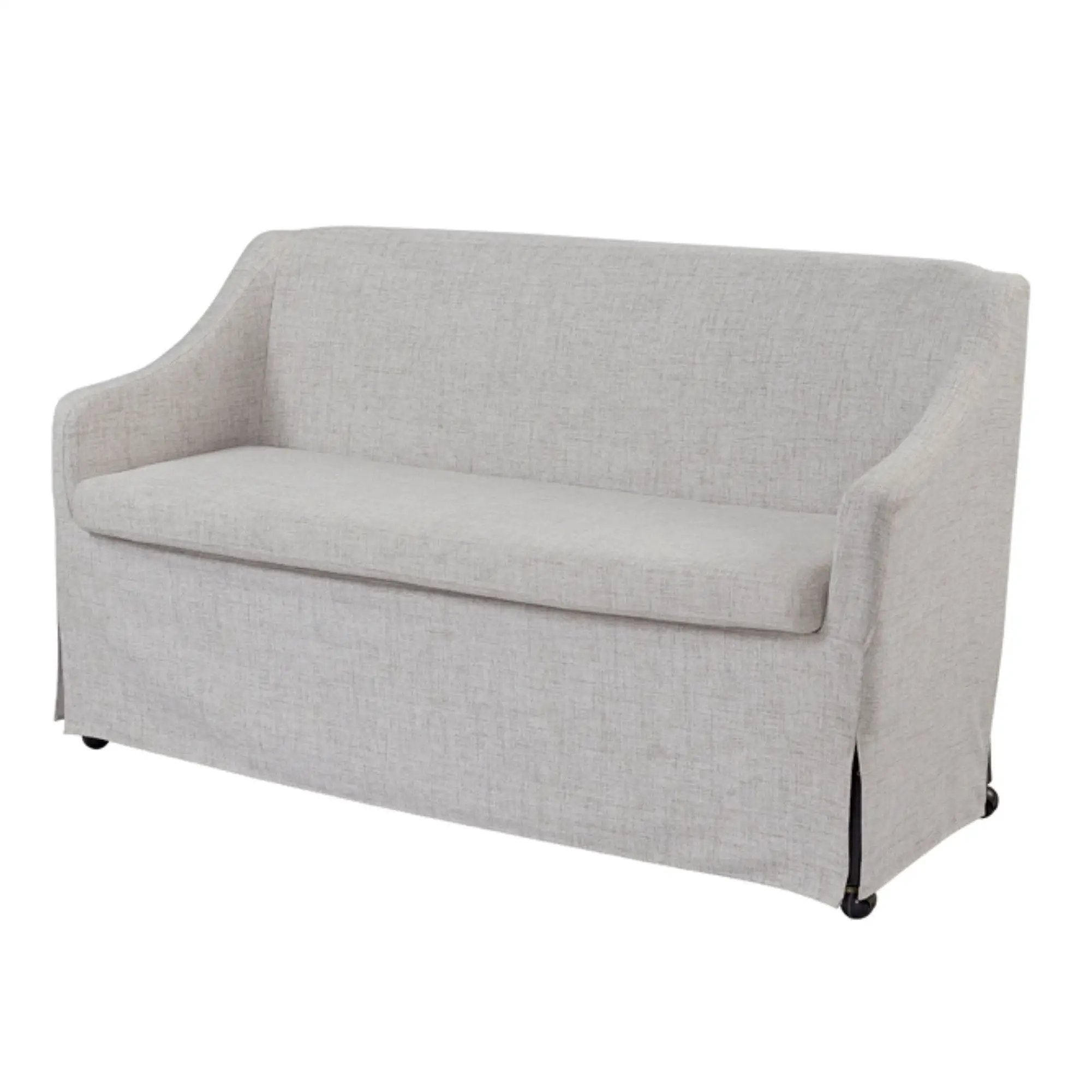 Slip Covered Settee With Casters - Beige by Unique Piece Furniture
