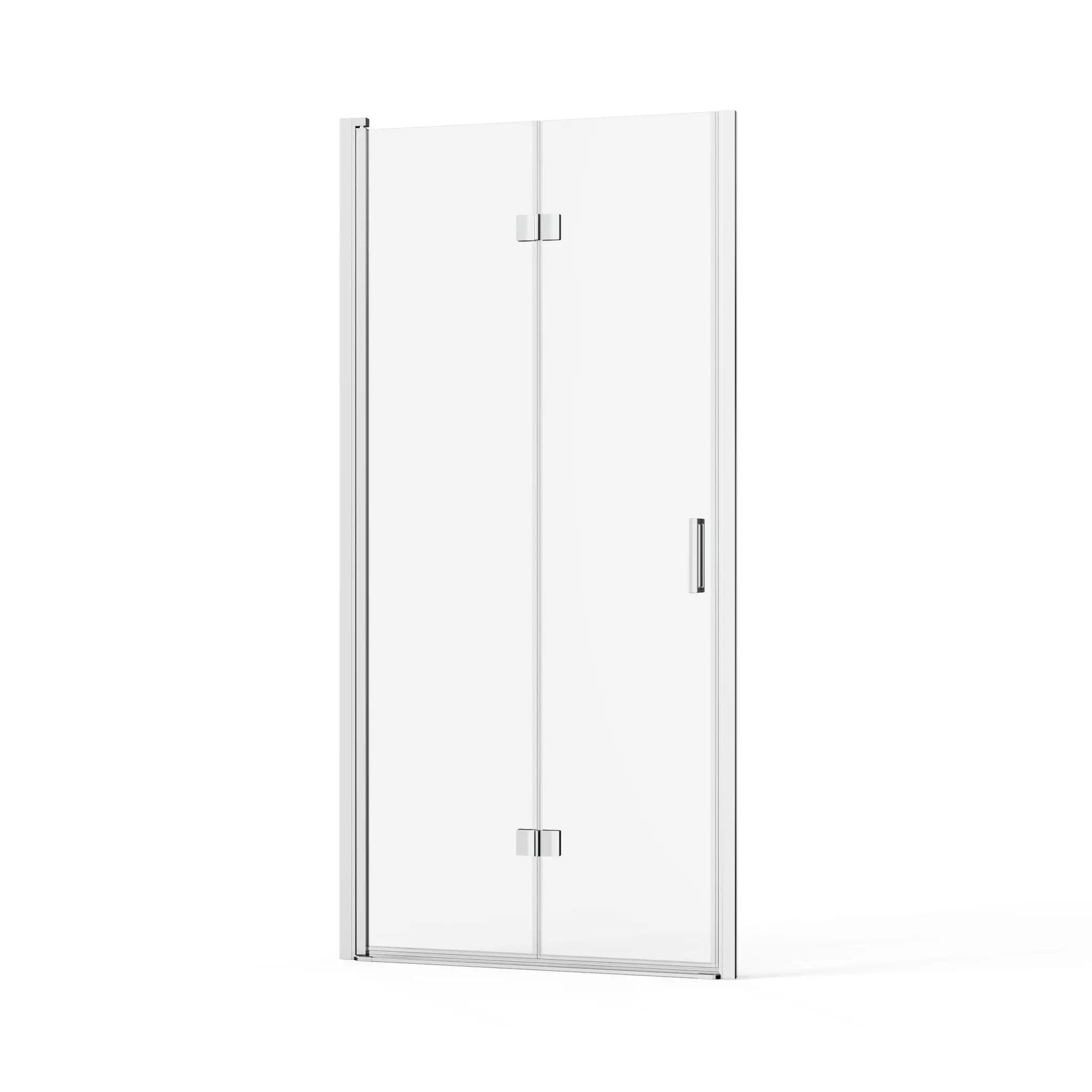 Bifold Frameless Glass Shower Door With Pivot Swing Panel, Tempered Clear Glass by HouseOfZazla