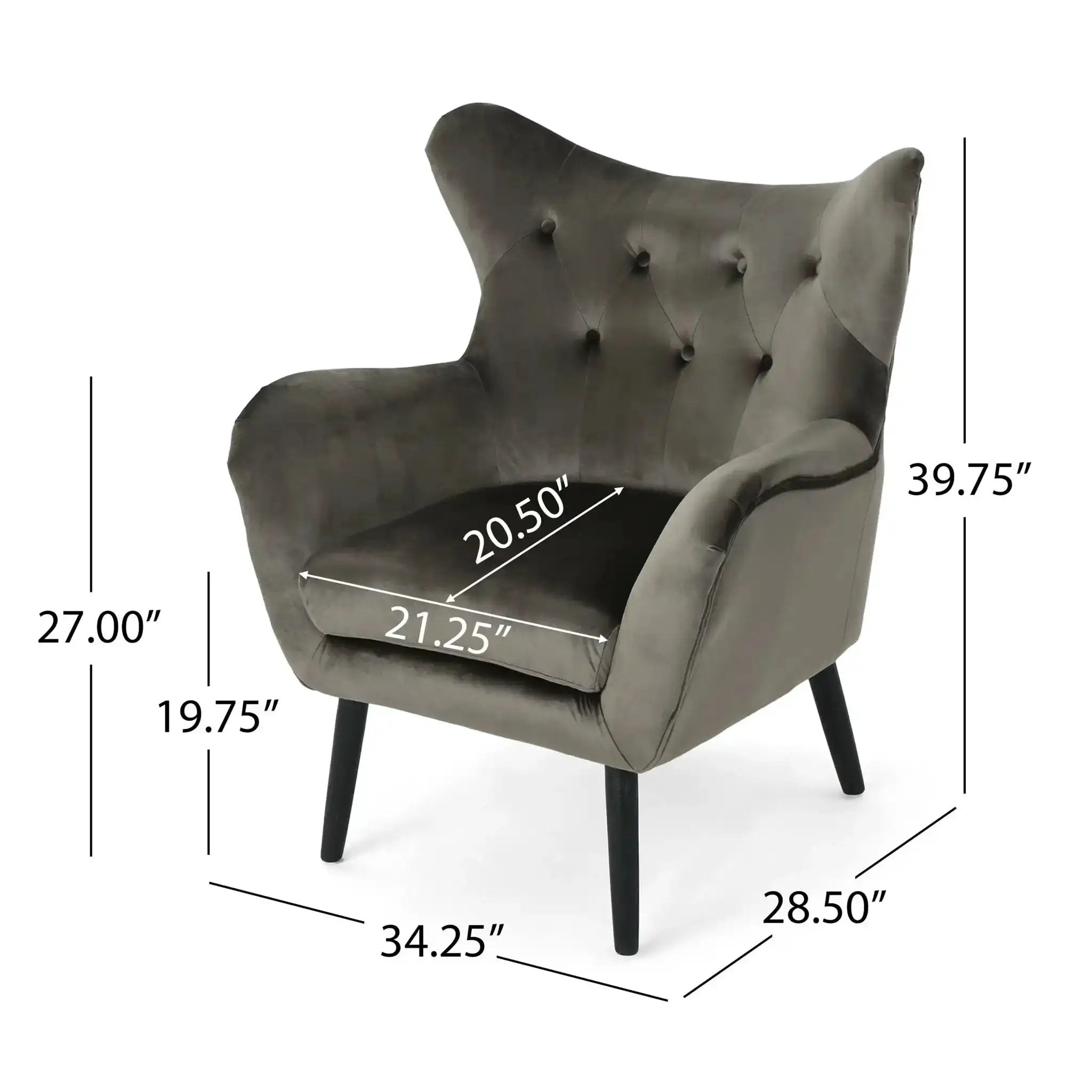 Alyssa Mid Century Upholstered Arm Chair With Wingback Design by HouseOfZazla