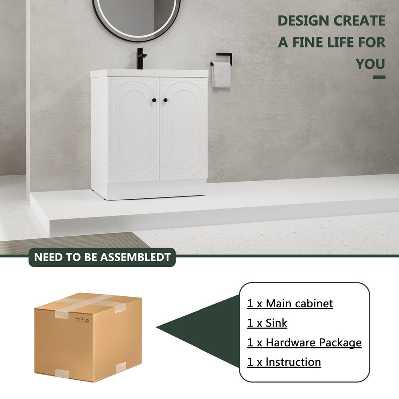 Contemporary Freestanding Bathroom Vanity With Resin Sink & Soft-Close Cabinet Doors by HouseOfZazla