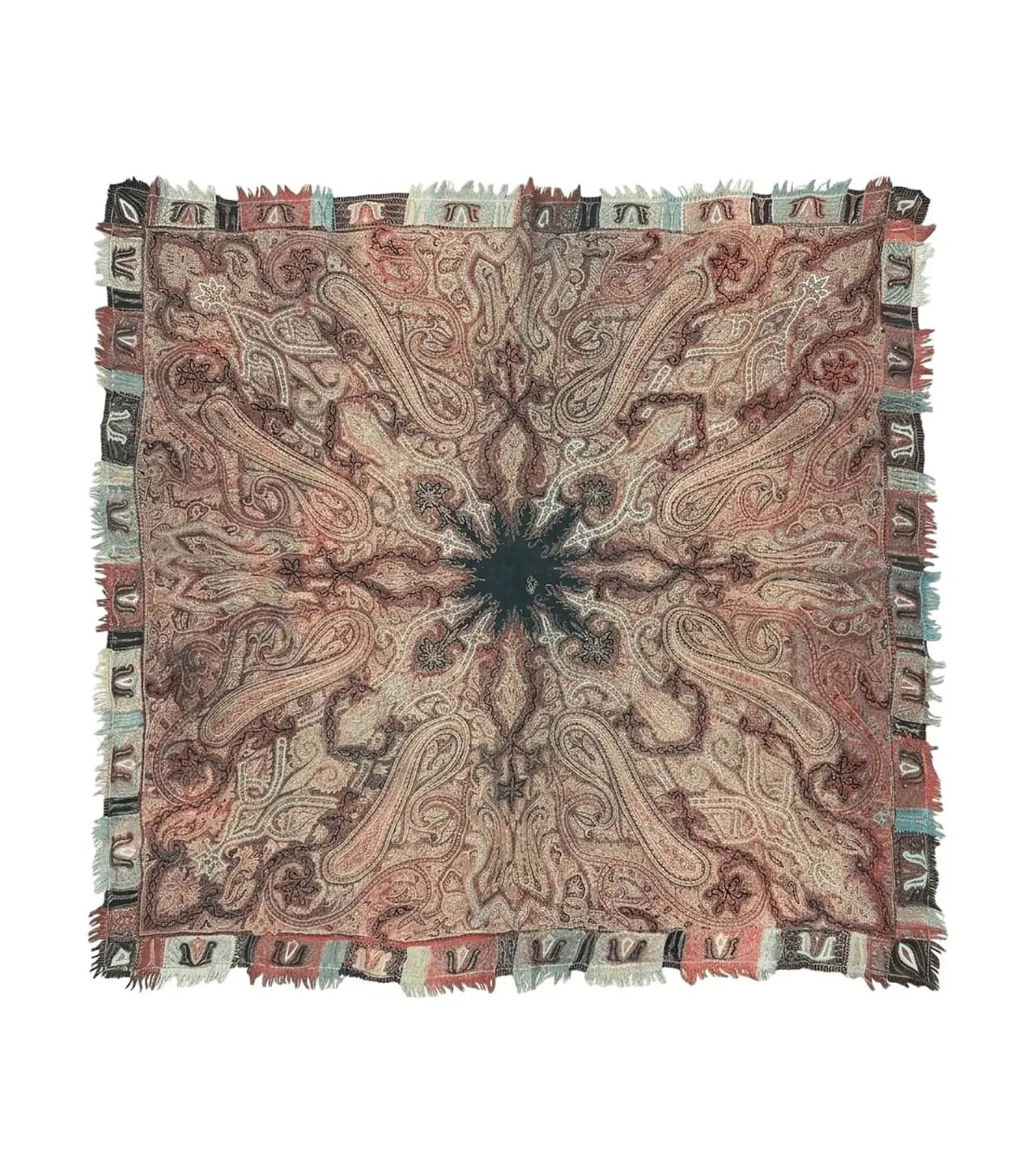 Antique Indian Kashmiri Shawl, Needlework, Signed By Masterweaver, Handmade, Rare by Jewel Rugs