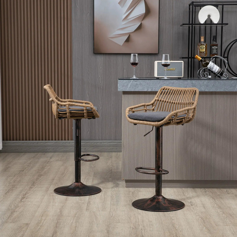 Modern Swivel Bar Stools Adjustable Counter Chairs With Footrest (Set of 2) by HouseOfZazla