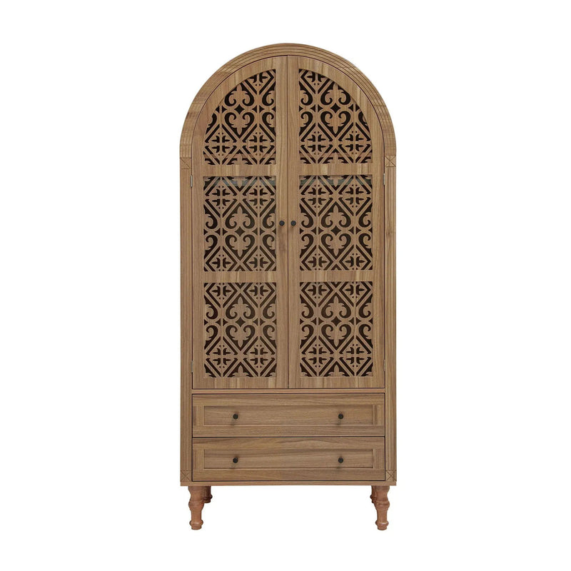 Tall Kitchen Pantry Cabinet With Hollow Carved Doors by HouseOfZazla