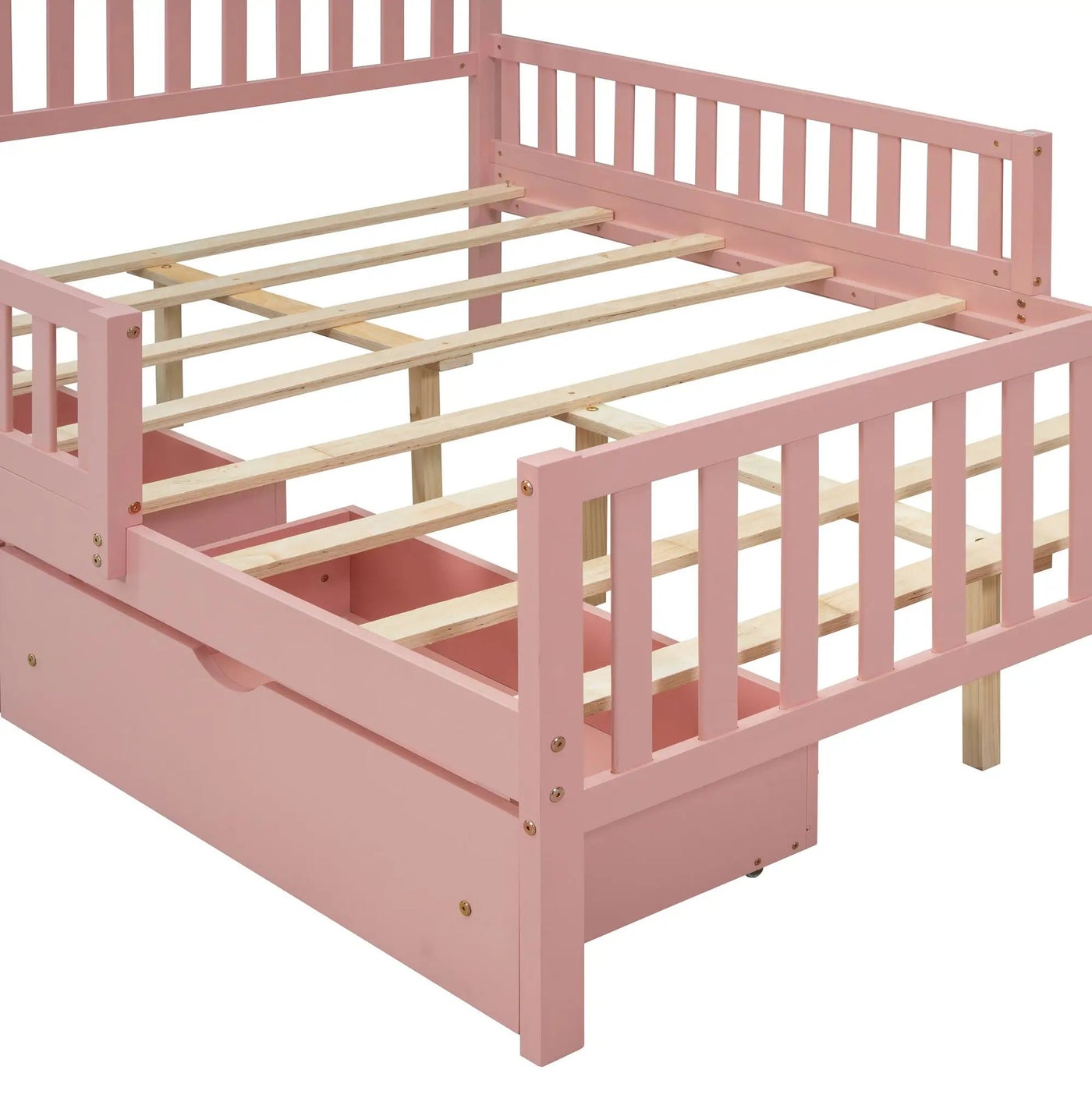 Platform Bed With Guardrails On Both Sides And 2 Storage Drawers by HouseOfZazla