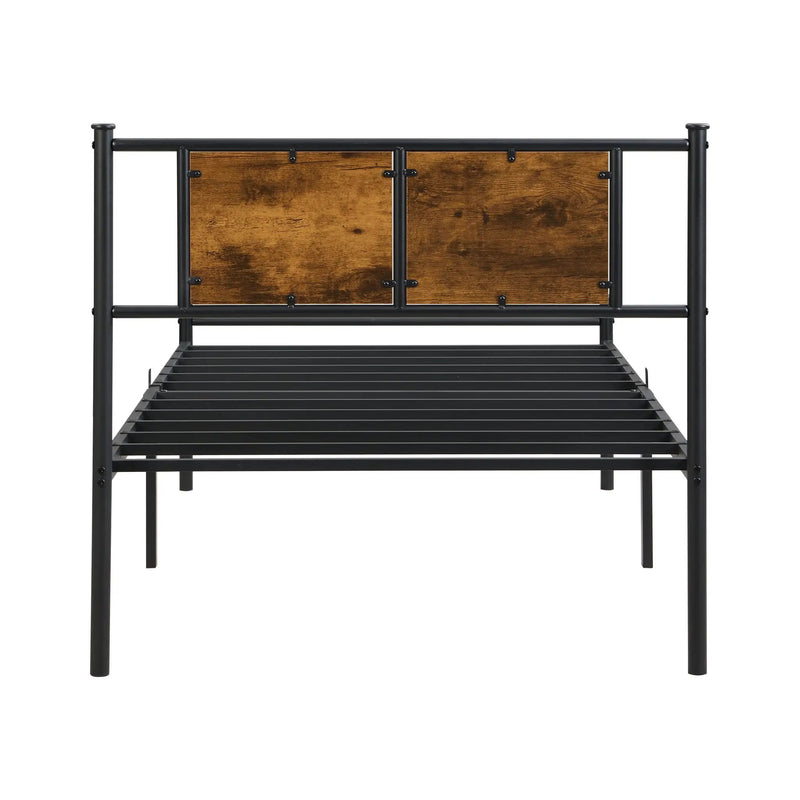 ModerMetal Bedframe With Wood Panel Headboard by HouseOfZazla